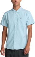 RVCA That'll Do Slim Fit Solid Short Sleeve Button-Down Shirt