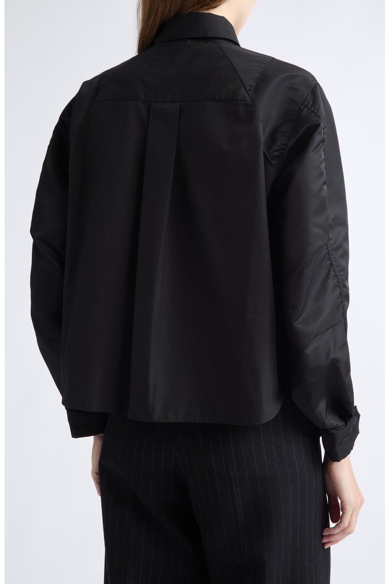 Mixed Media Button-Up Shirt (Nordstrom Exclusive), Alternate, color, BLACK