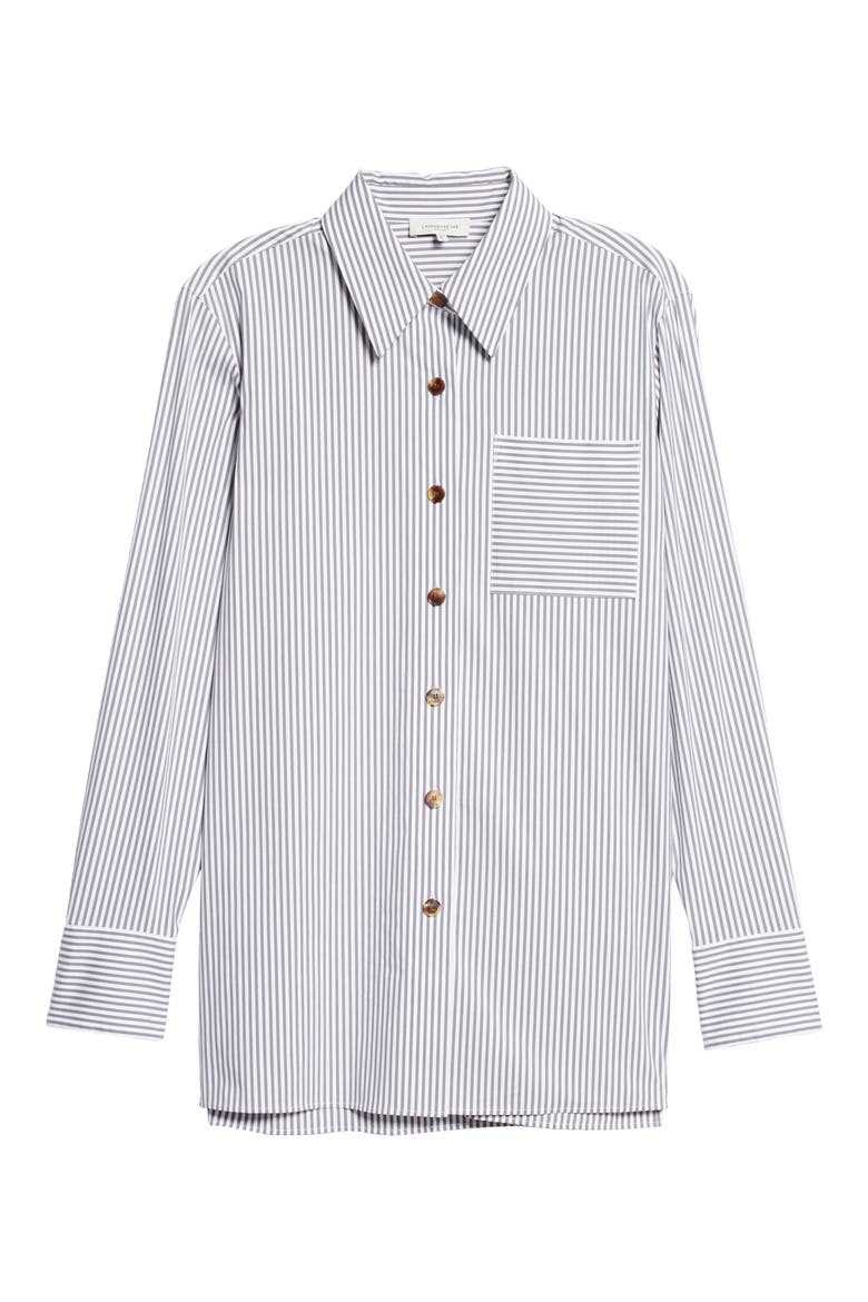 Ruxton Stripe Cotton Blend Shirt, Alternate, color, SMOKED TAUPE MULTI