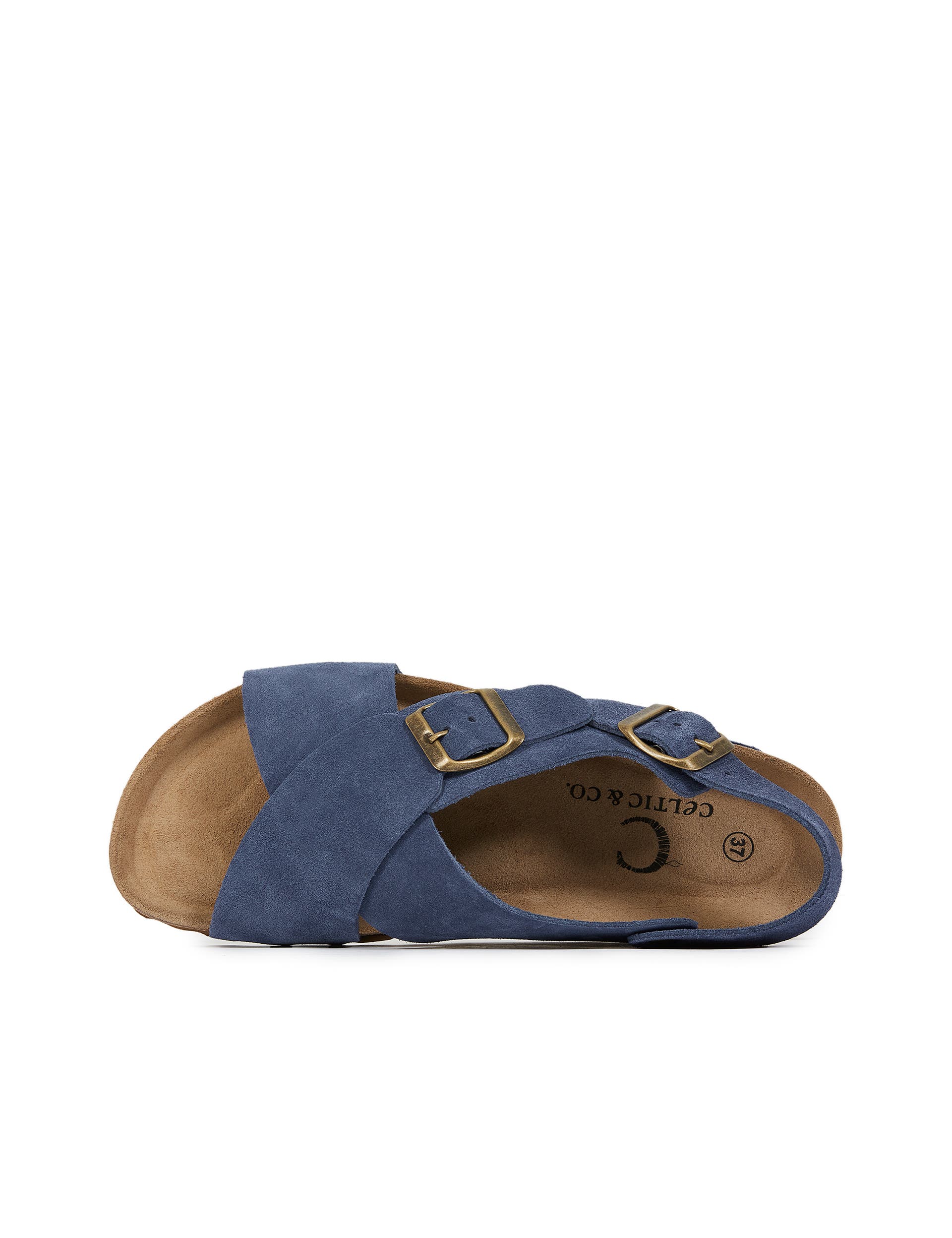 Celtic & Co. Crossover Wedge Sandal, Alternate, color, Indigo