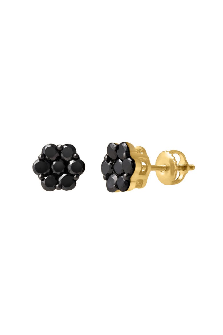 Slate 1.1 Cts Black Diamond Cluster Studs 10K Gold Earrings, Alternate, color, 10K Yellow Gold