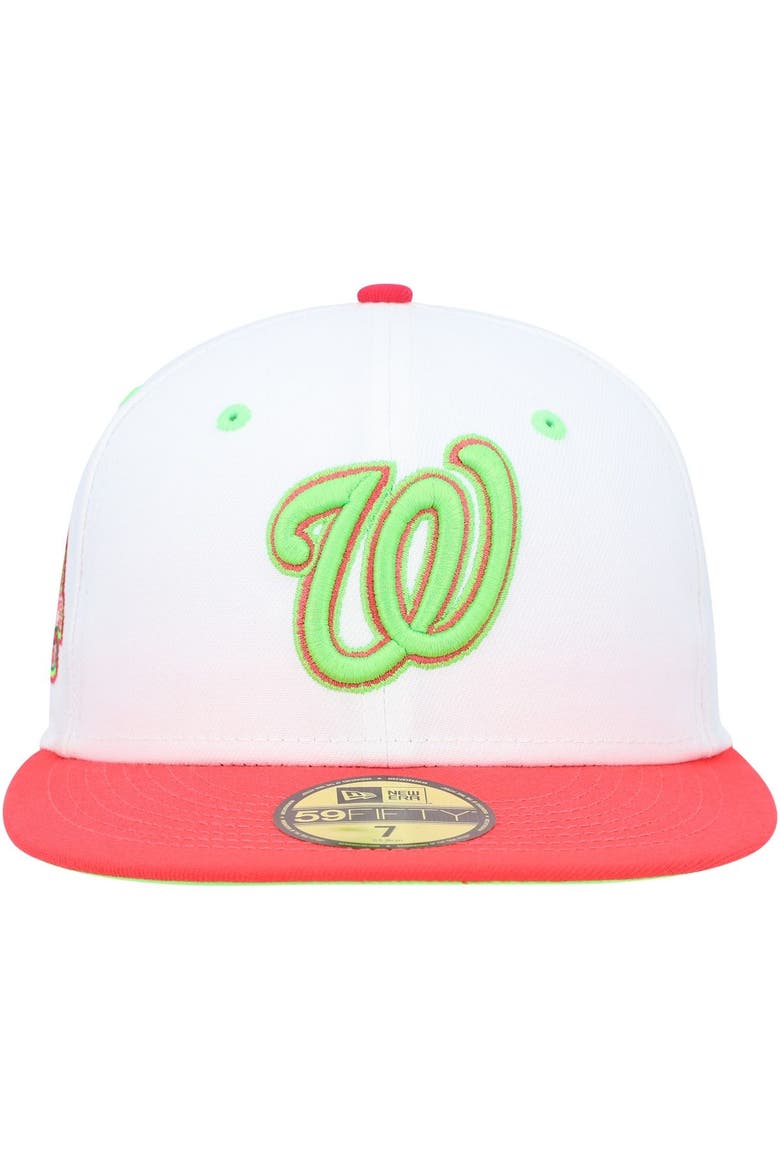 Men's New Era White/Coral Washington Nationals  Robert F. Kennedy Memorial Stadium Strawberry Lolli 59FIFTY Fitted Hat, Alternate, color, White
