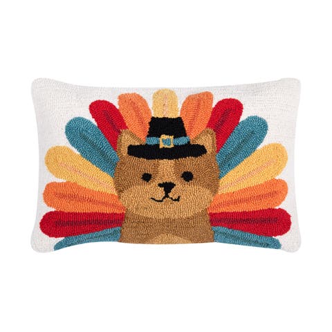 Pilgrim Turkey Pets Hooked Pillows