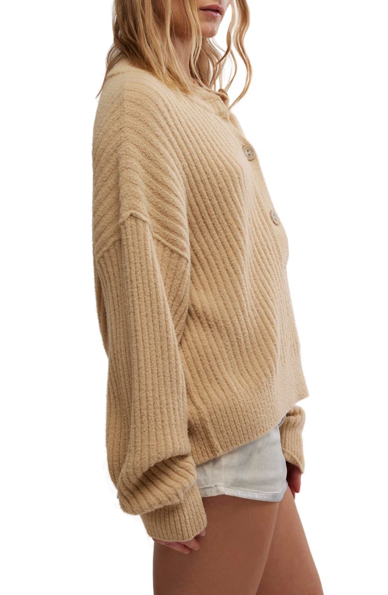 Free People Cocoa Rib Henley Sweater, Alternate, color, Sugar Cookie
