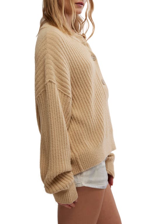 Free People Cocoa Rib Henley Sweater