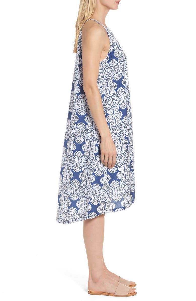vineyard vines Mirrored Leaves Trapeze Halter Dress, Alternate, color, Moonshine