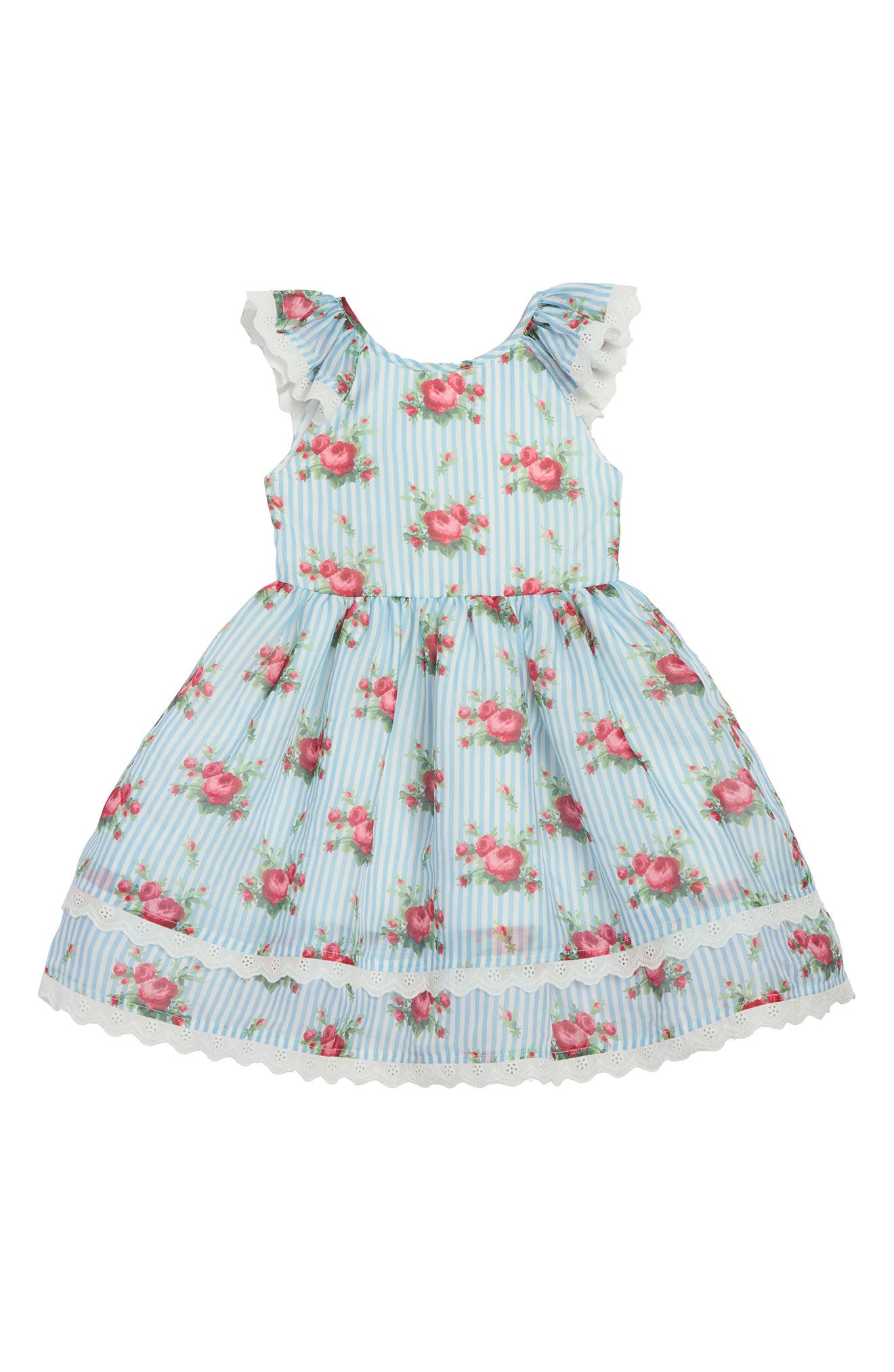 Pippa & Julie Kids' Joyce Floral Stripe Fit & Flare Dress