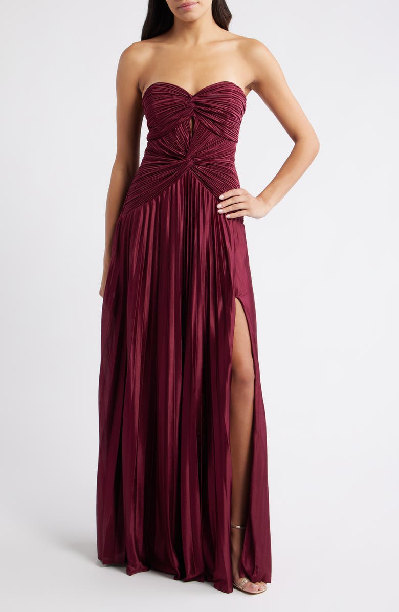 Lulus Florence Twist Front Strapless Dress, Main, color, Burgundy