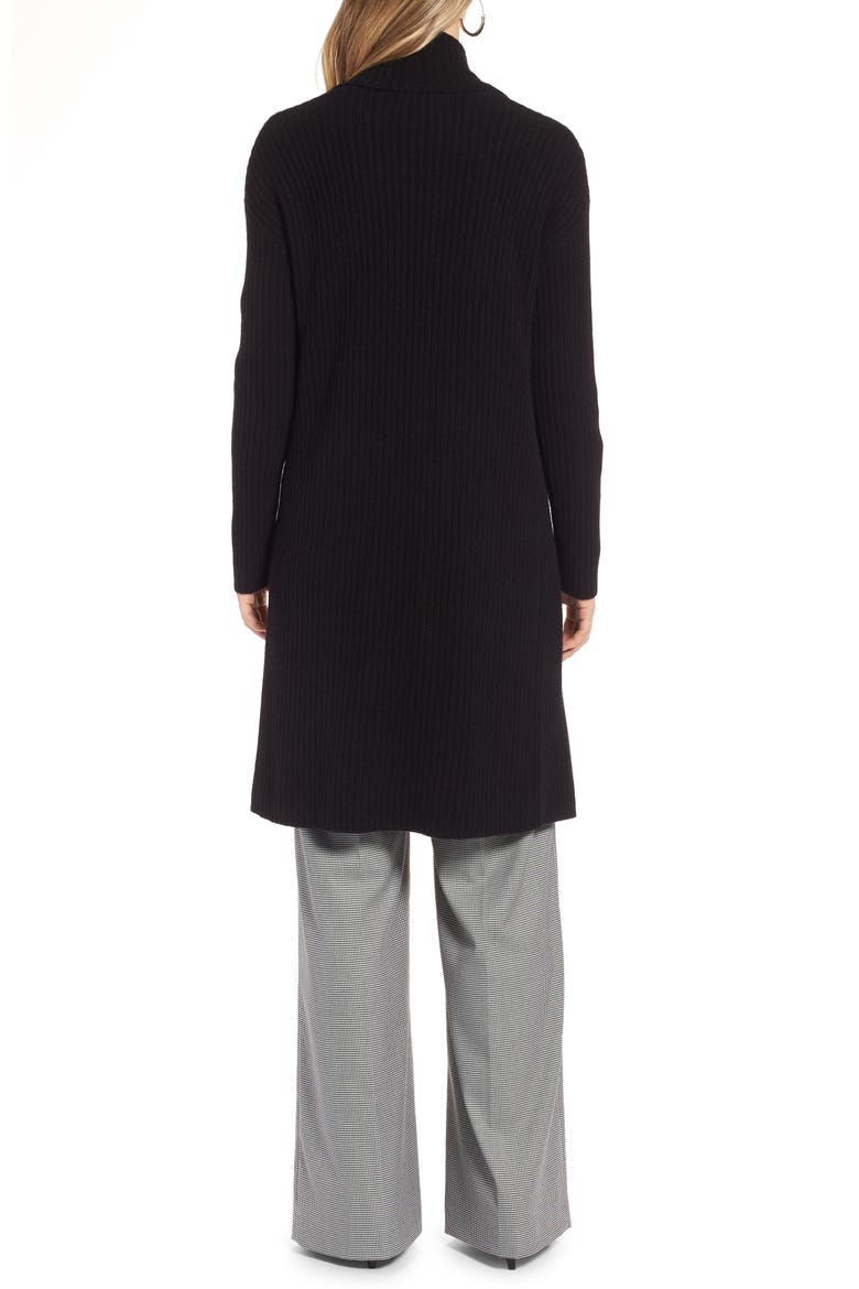 Long Ribbed Cashmere Cardigan, Main, color, BLACK