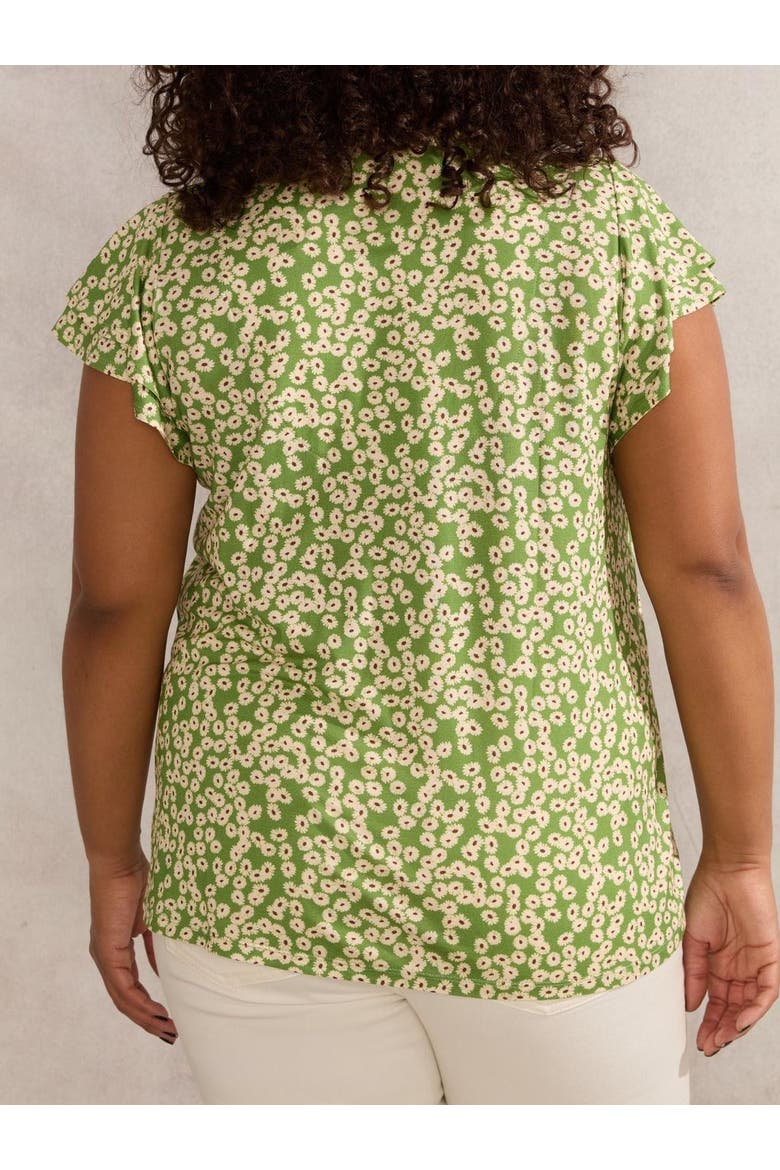 Ditsy Jersey Flutter Sleeve Top, Alternate, color, Green