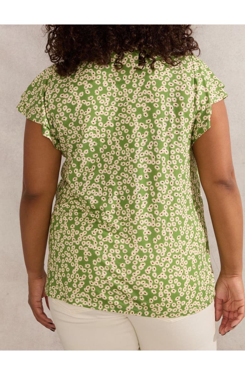 Live Unlimited Ditsy Jersey Flutter Sleeve Top, Alternate, color, Green
