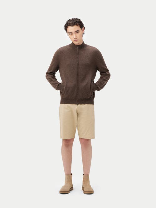Gobi Mongolian Cashmere Full Zip Cashmere Cardigan In Cocoa