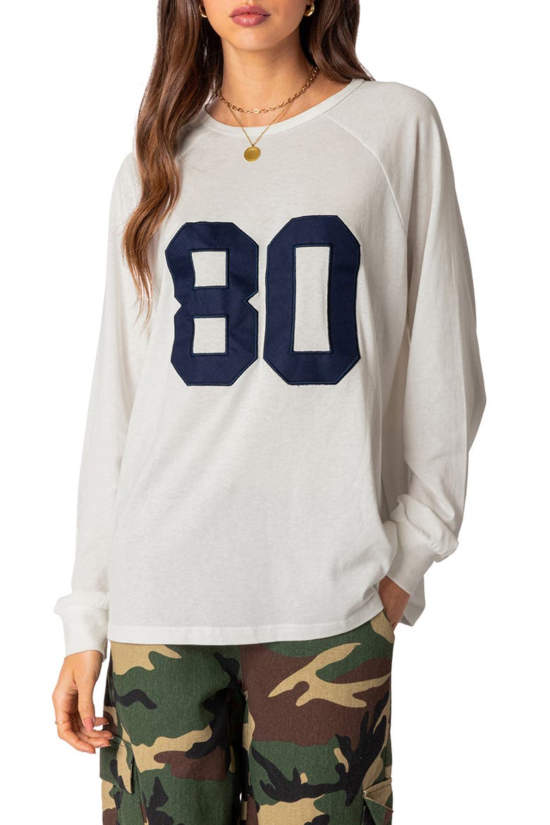 80 Appliqué Oversize T-Shirt, Main, color, WHITE