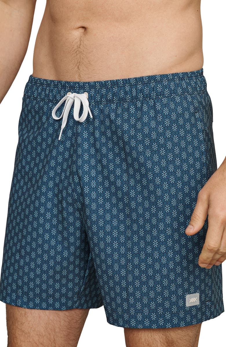 Rhone 5.5-Inch Water Repellent Swim Trunks, Main, color, Ash Blue/ Belize Blue Geo