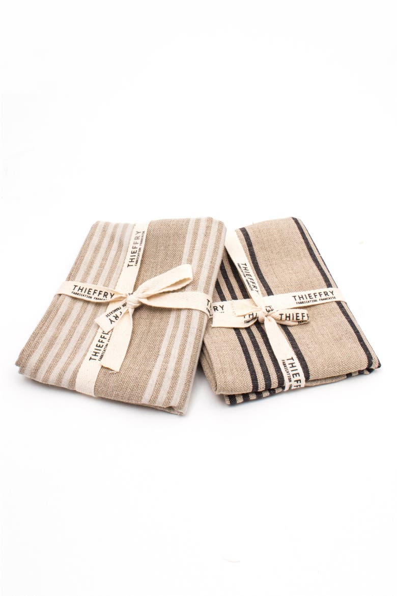 Belgian Linen Dishtowels - Set of 2, Alternate, color, White Stripe & Natural