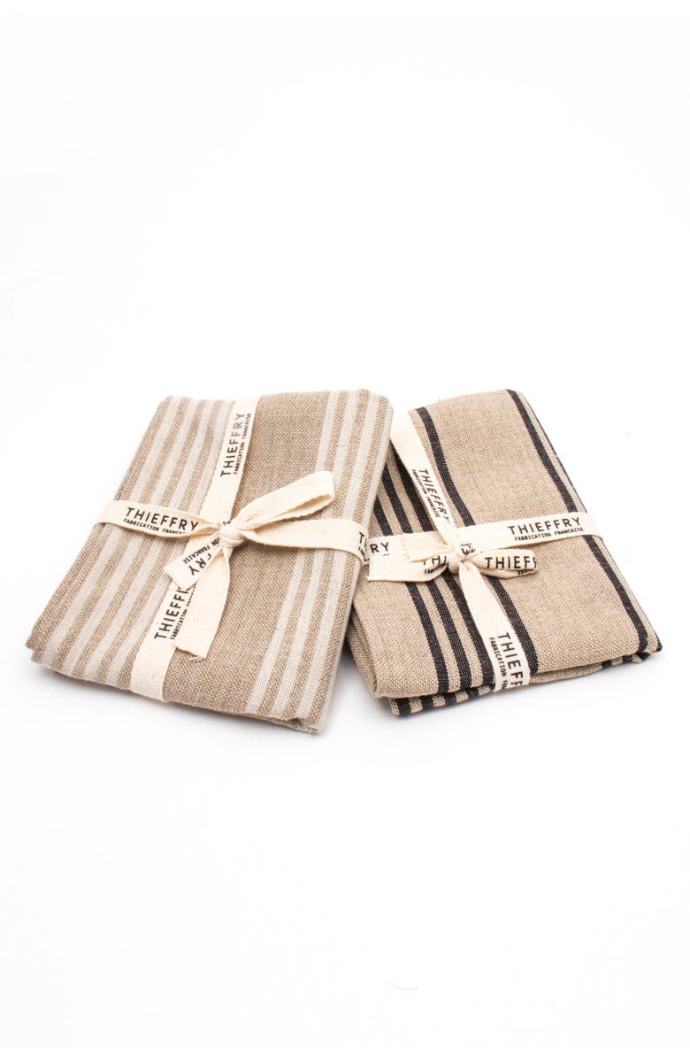 Be Home Belgian Linen Dishtowels - Set of 2, Alternate, color, White Stripe & Natural