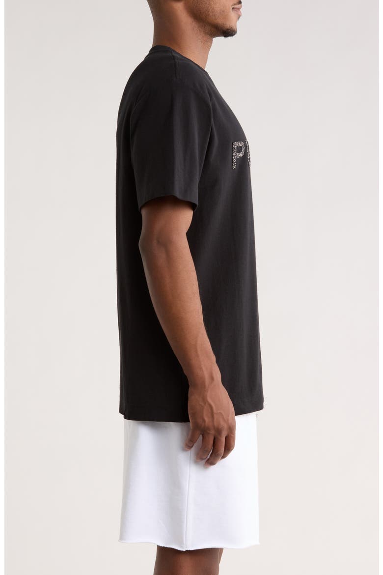 Embellished Cotton Graphic T-Shirt, Alternate, color, BLACK