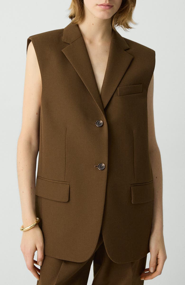 Theory Boxy Wool Blend Vest, Main, color, Clove