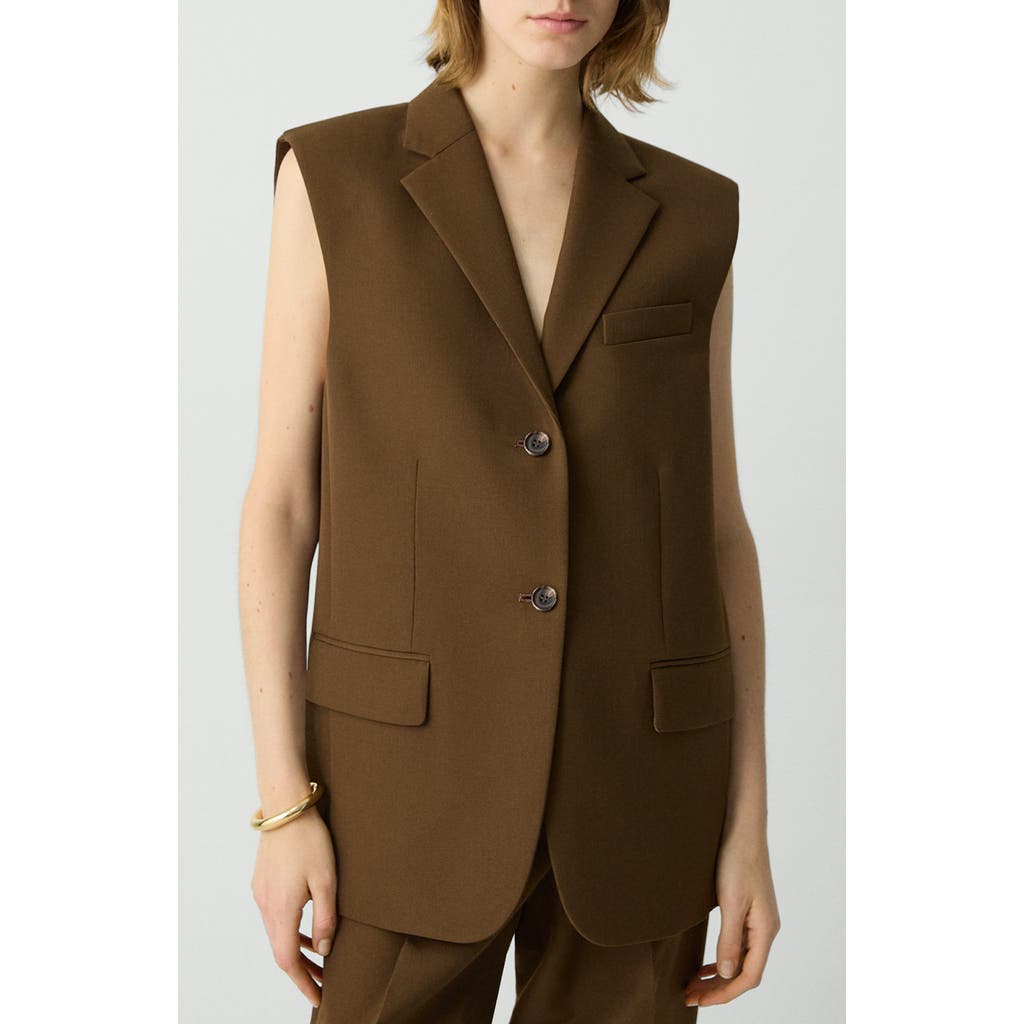 Theory Oversized Vest In Wool-blend In Clove