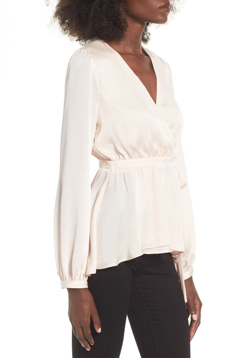 Satin Wrap Top, Alternate, color, BLUSH