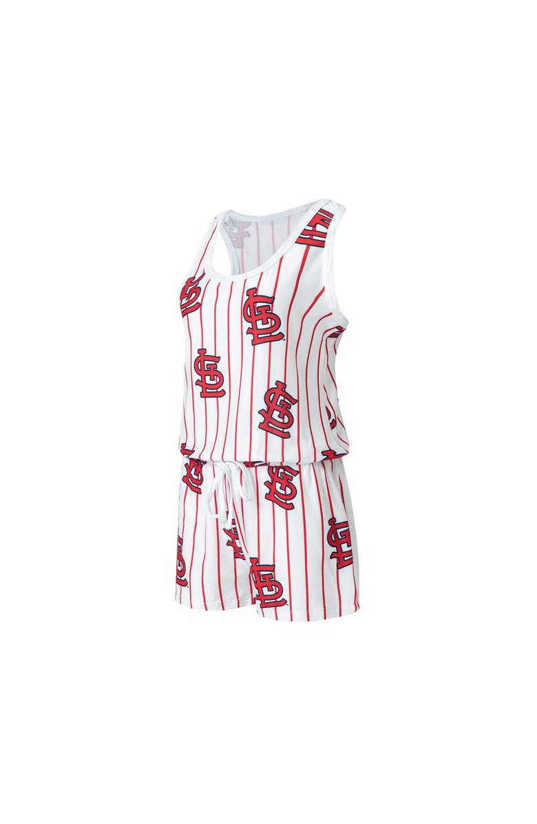 CONCEPTS SPORT Women's Concepts Sport White St. Louis Cardinals Reel Pinstripe Knit Romper, Alternate, color, White
