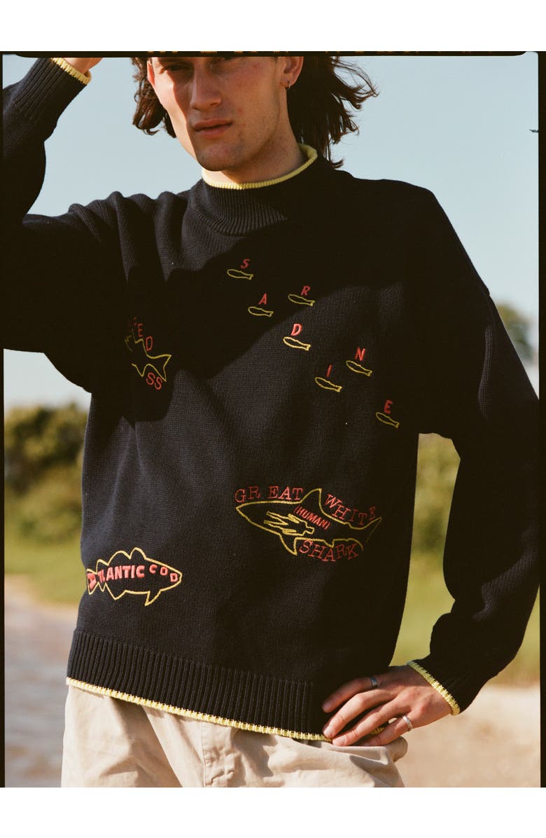 Tombolo 'Fishes of the North Atlantic' Sweater, Alternate, color, Navy