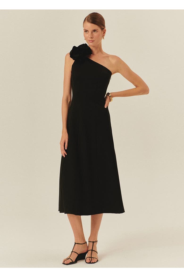 Emmy Midi Dress, Alternate, color, BLACK
