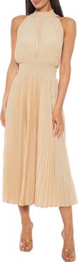 Oleg Cassini Pleated Midi Dress