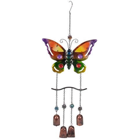 24" Purple and Bronze Butterfly Outdoor Garden Windchime