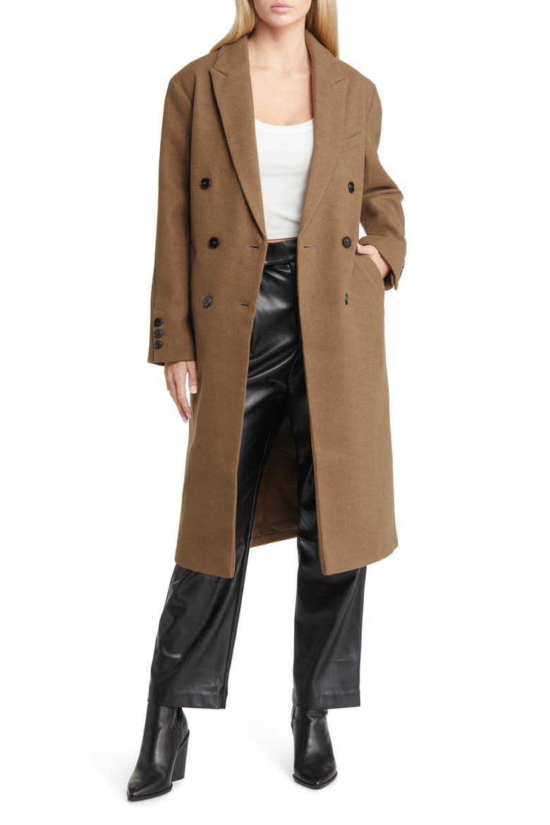 Smart Double Breasted Coat, Main, color, BROWN