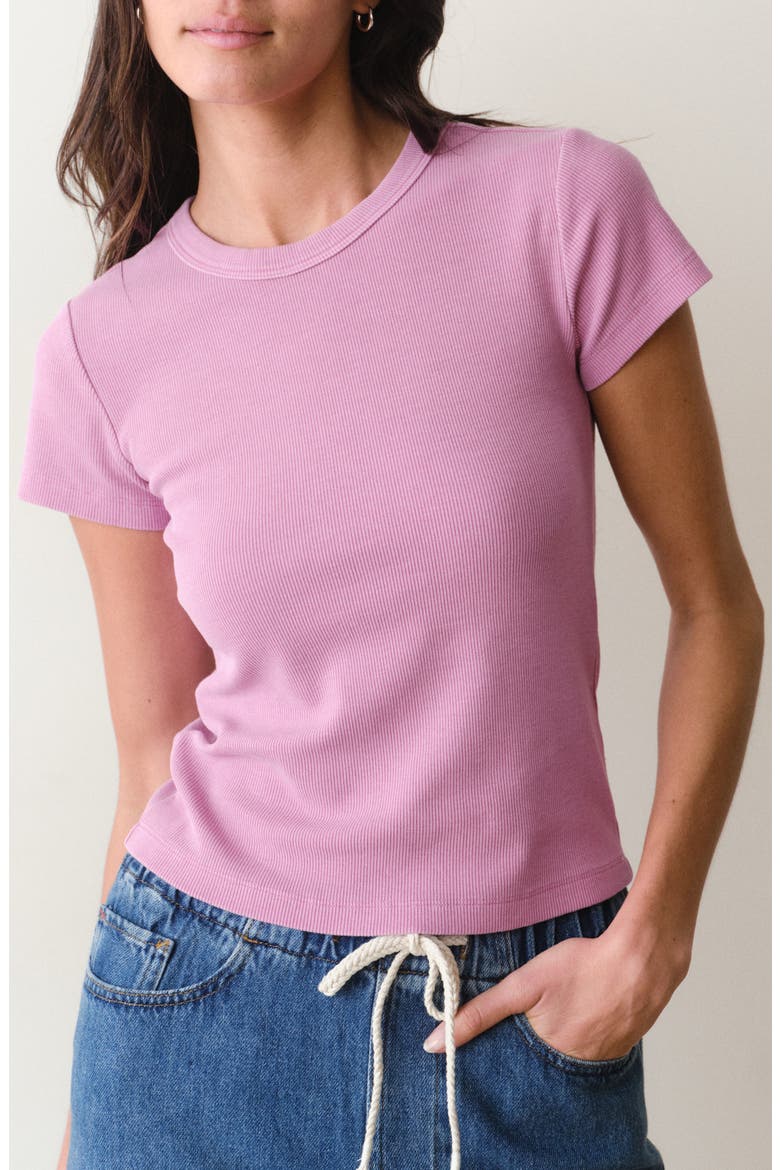 Lexi Rib Sun-In Crewneck T-Shirt, Main, color, FADED MAUVE