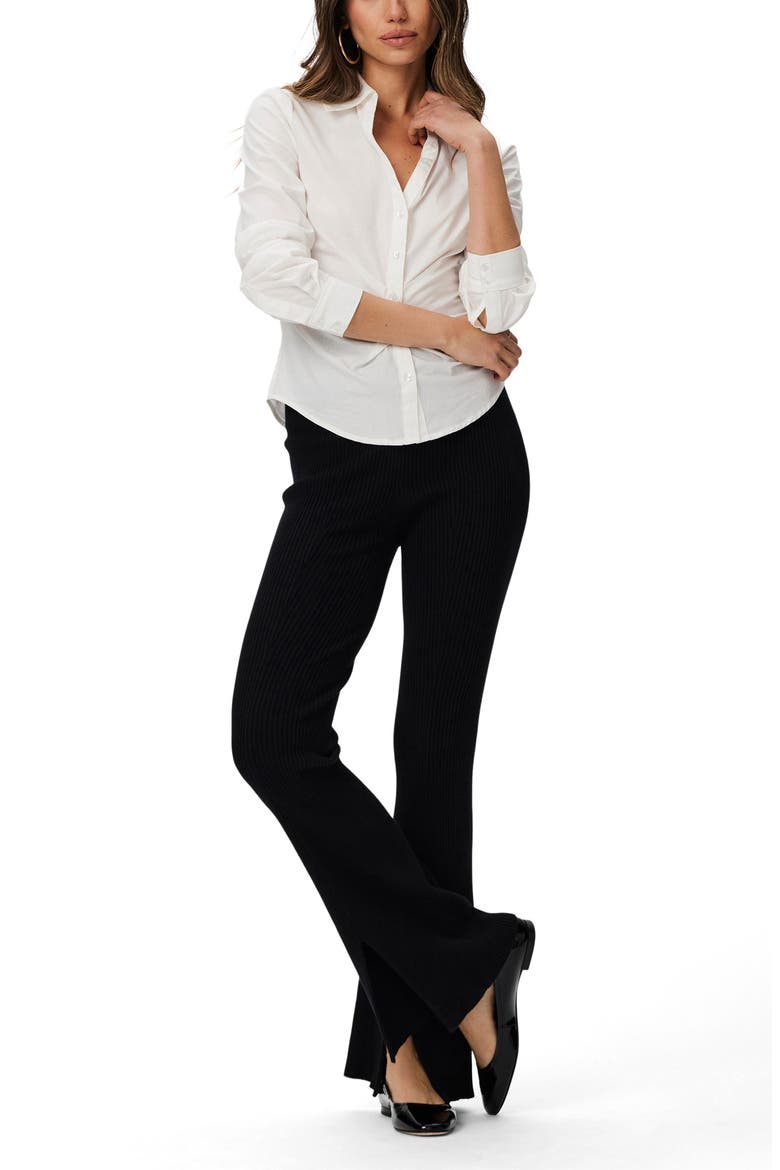 Alera Pleated Cotton Button-Up Shirt, Alternate, color, WHITE