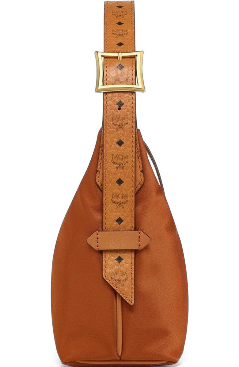 MCM Aren Hobo in Recycled Nylon and Monogram Print Leather, Alternate, color,