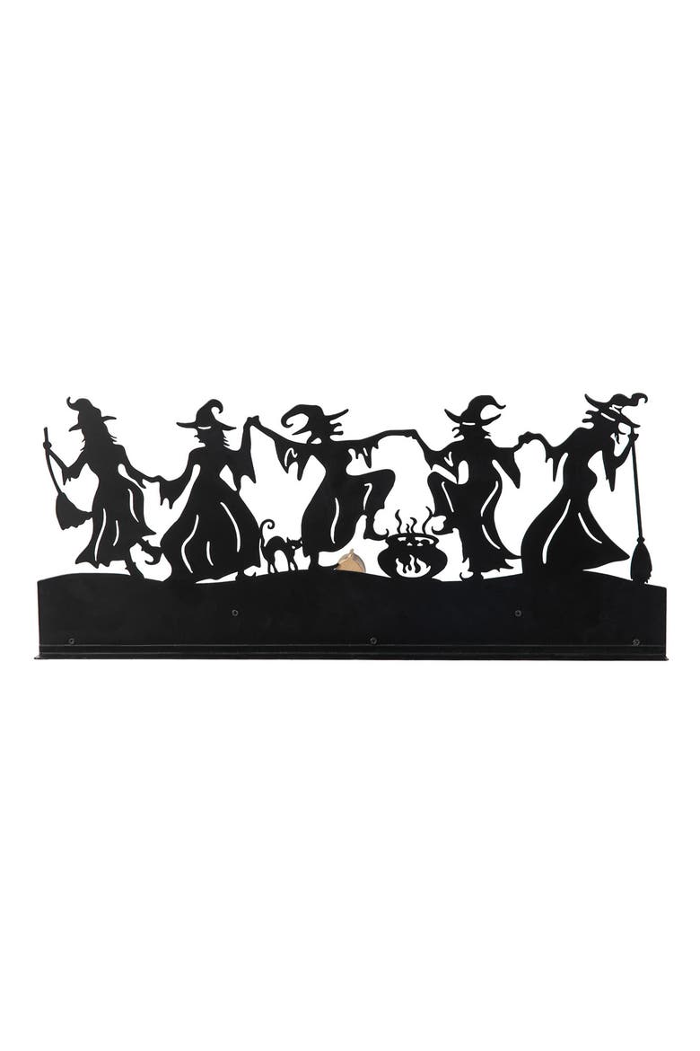 Halloween Wooden & Metal Dancing Witch or Ghost Silhouette Countdown Table Sign, Alternate, color, Black