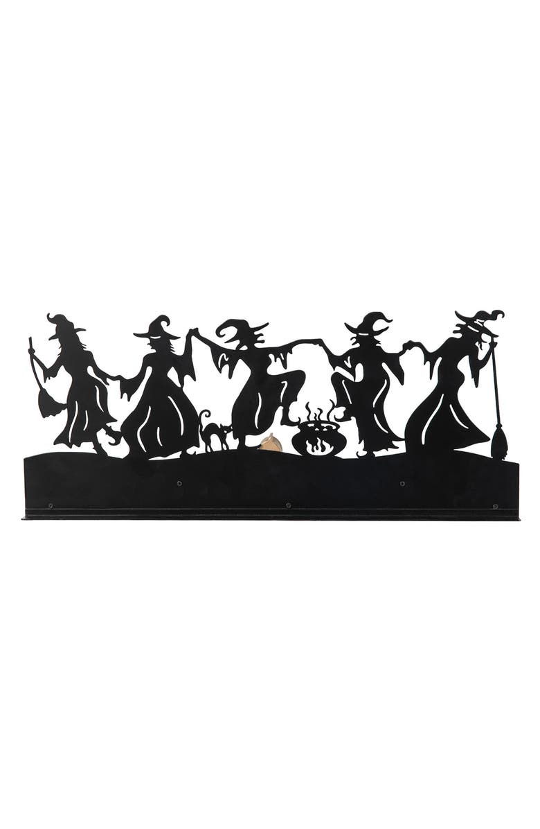 Glitzhome Halloween Wooden & Metal Dancing Witch or Ghost Silhouette Countdown Table Sign, Alternate, color, 