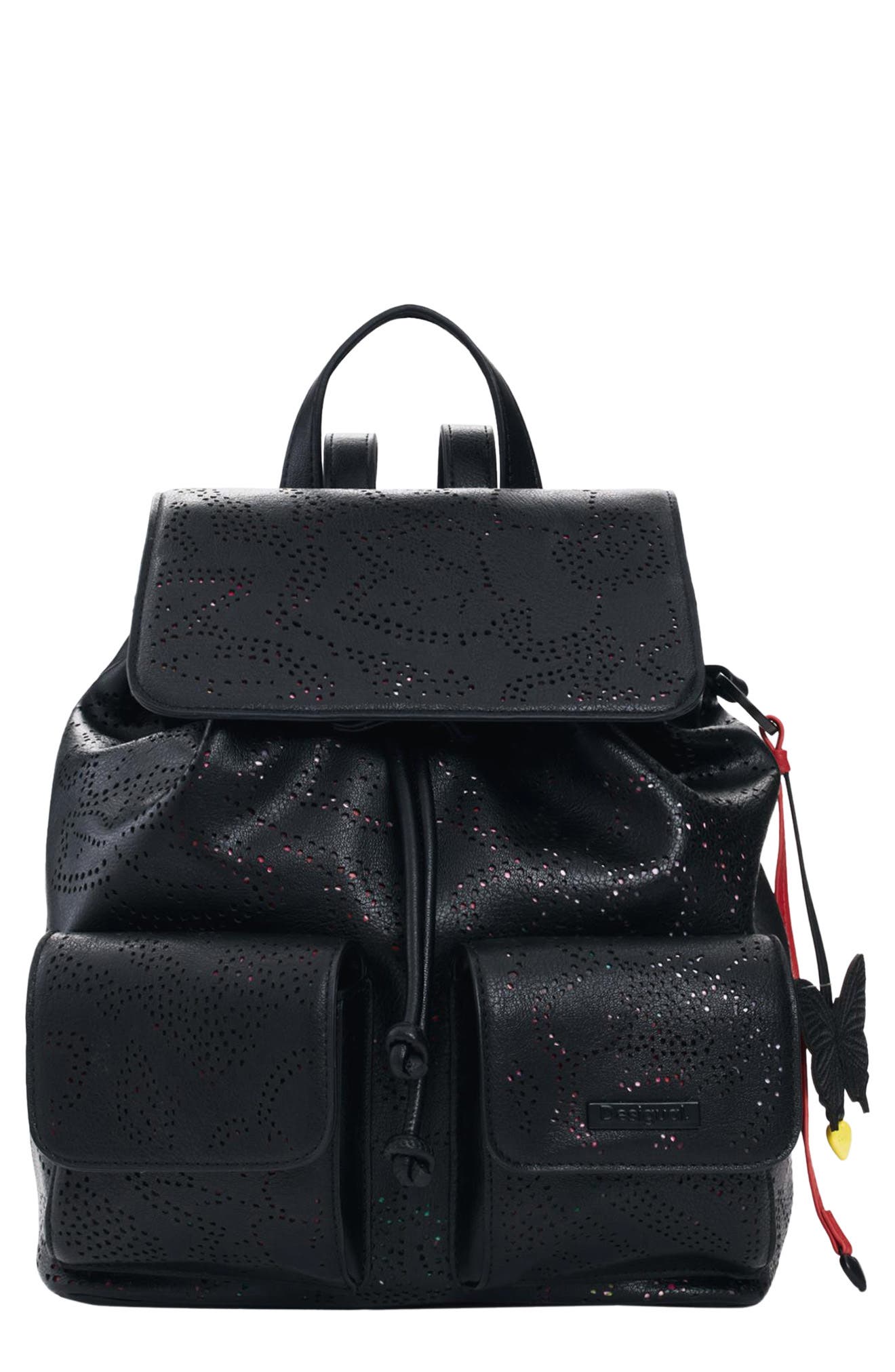Desigual Mini Perforated Design Convertible Backpack, Main, color, 