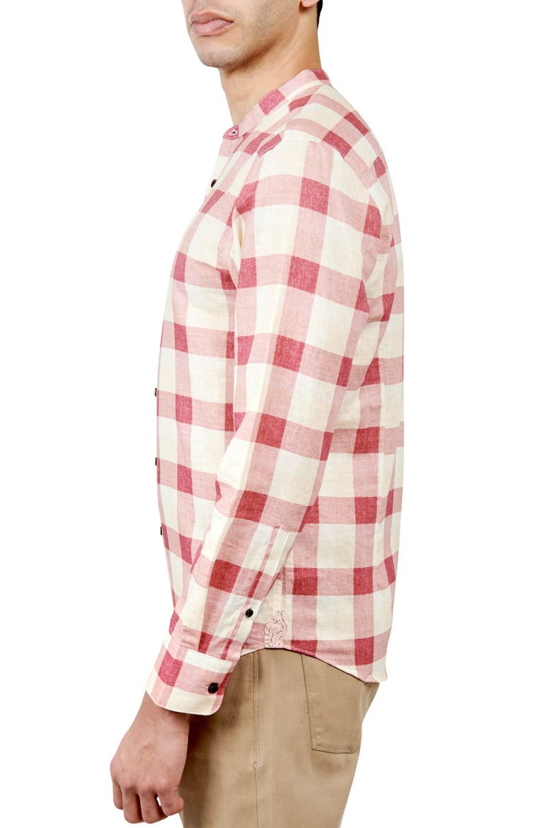 Nash Plaid Mandarin Collar Long Sleeve Shirt, Alternate, color, IVORY MULTI
