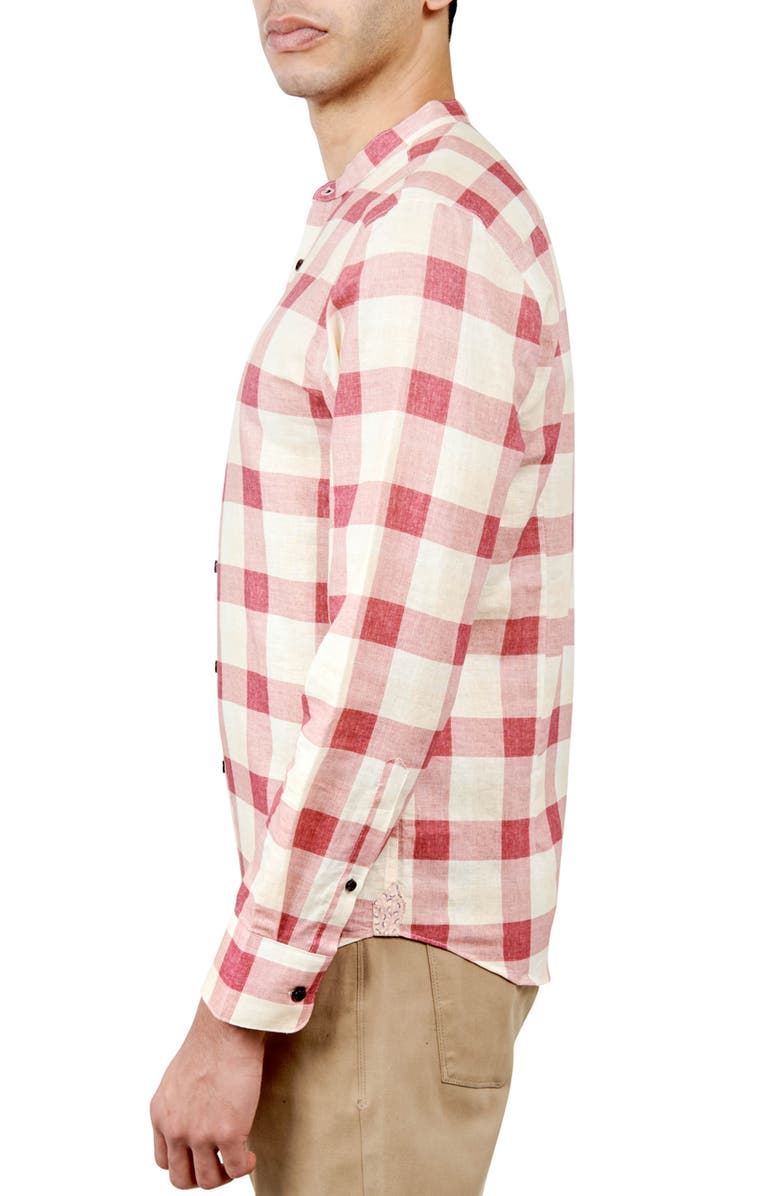 Brooklyn Brigade Nash Plaid Mandarin Collar Long Sleeve Shirt, Alternate, color, Ivory Multi