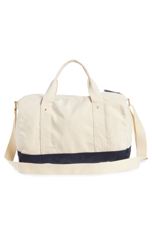 Favorite Daughter Logo Embroidered Canvas Duffle Bag In Natural Navy Blaze