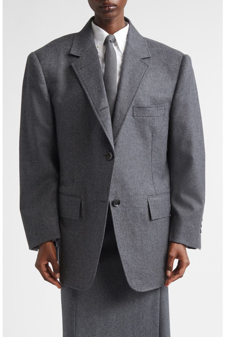 Oversize Wool Flannel Blazer, Main, color, DARK GREY