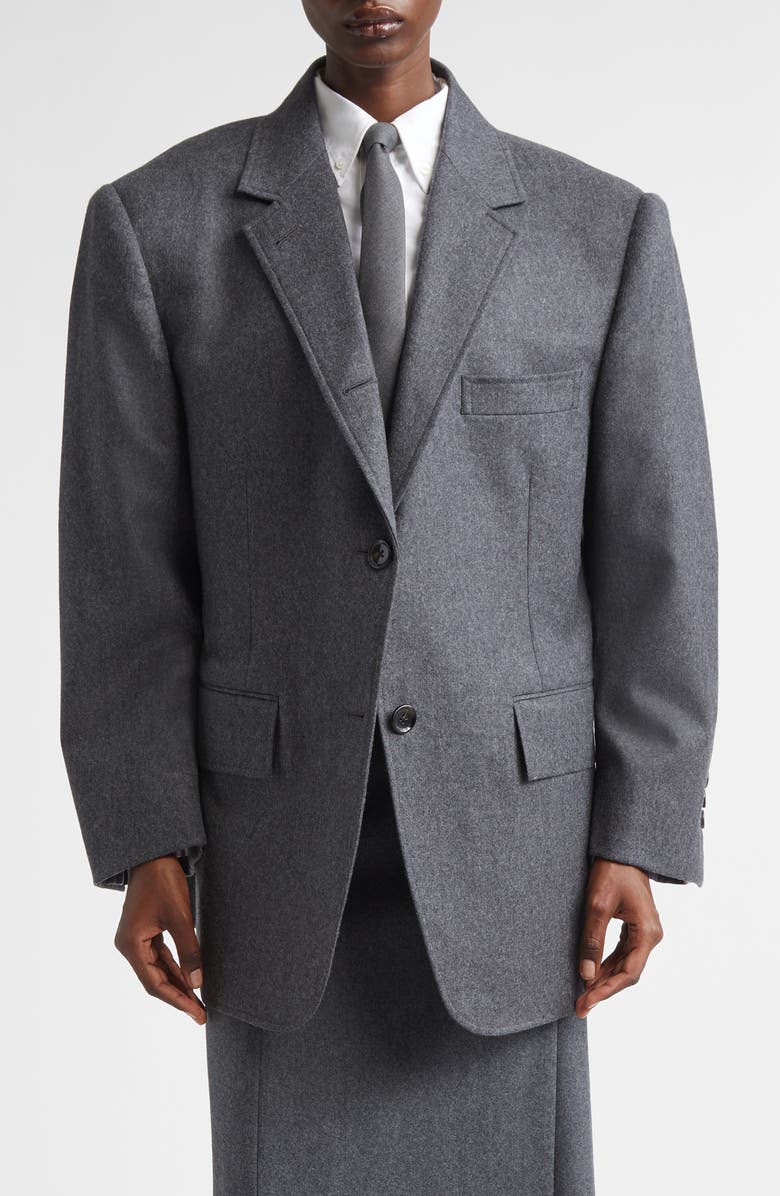 Thom Browne Oversize Wool Flannel Blazer, Main, color, Dark Grey