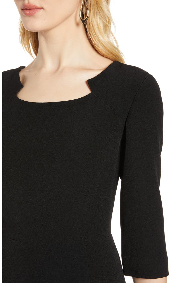 Stretch Crepe Sheath Dress, Alternate, color, BLACK