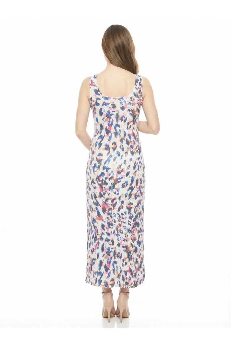 Maternity Abstract Scoop Neck Sleeveless Tank Racerback Maxi Dress, Alternate, color, White Multi