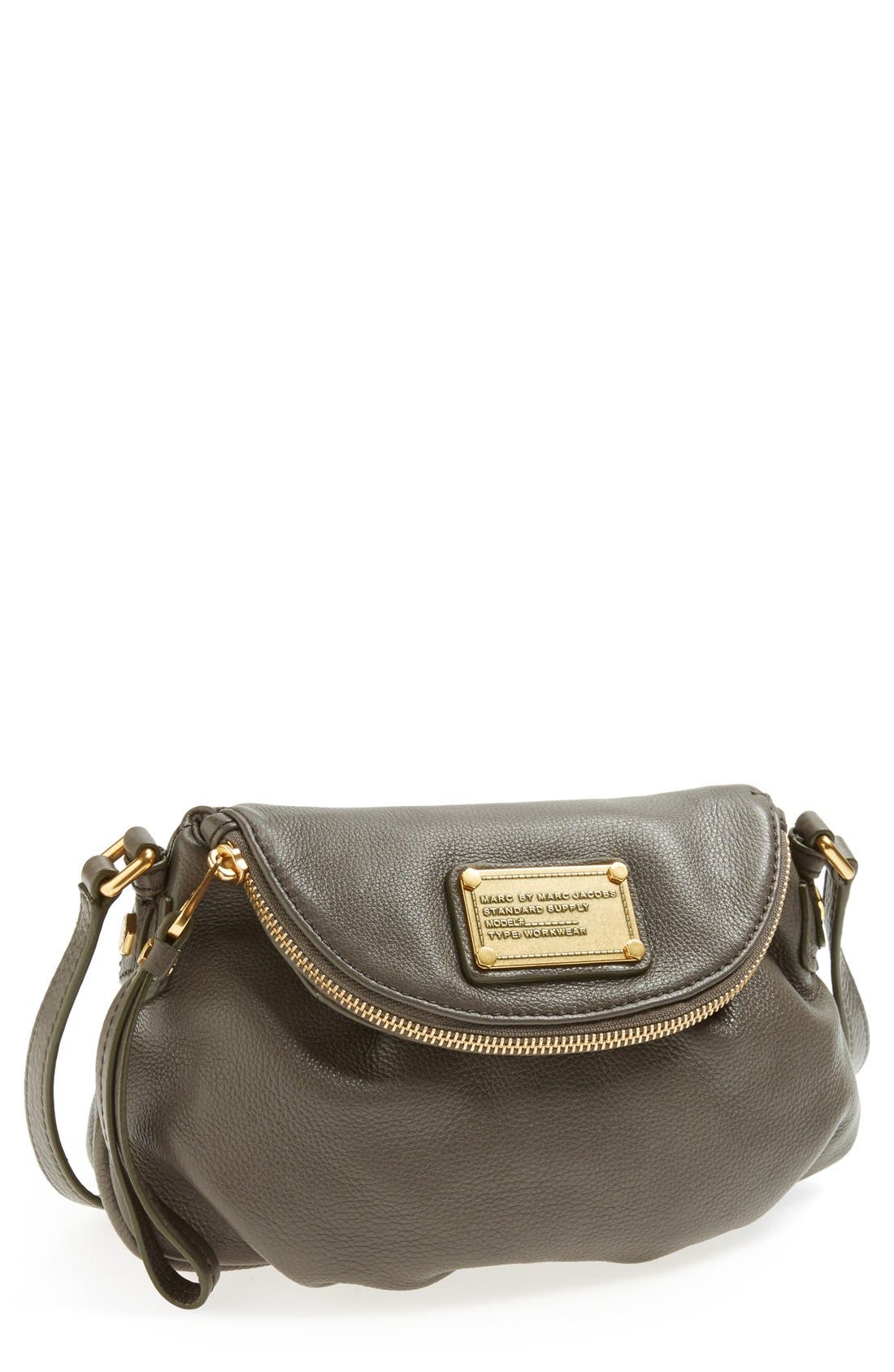 MARC BY MARC JACOBS 'Classic Q Natasha - Mini' Crossbody Flap Bag, Main, color, FADED ALUMINUM
