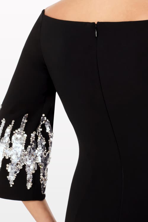 Jenny Packham Aster Sequin-embellished Midi Dress In Black