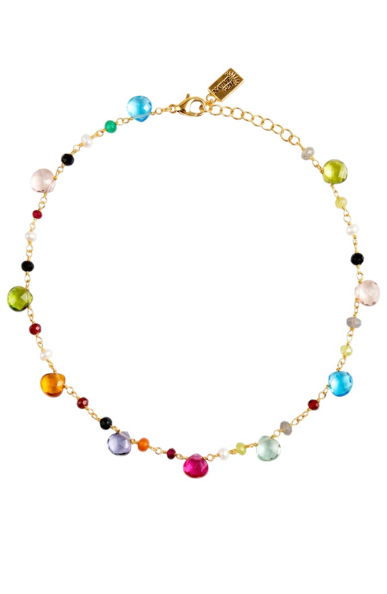 NATIVE GEM Symphony Turquoise Teardrop Tennis Necklace, Main, color, Turquoise/Gold