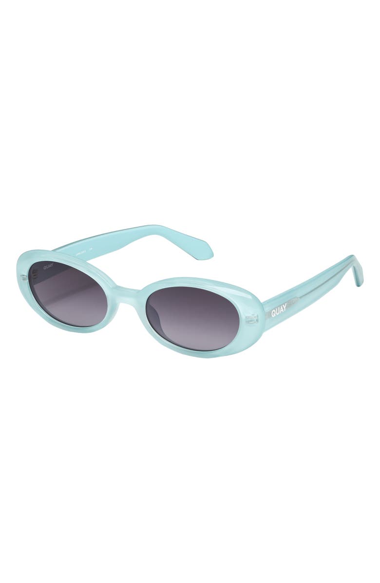 QUAY Felt Cute 52mm Gradient Small Oval Sunglasses, Alternate, color, Mint/ Smoke