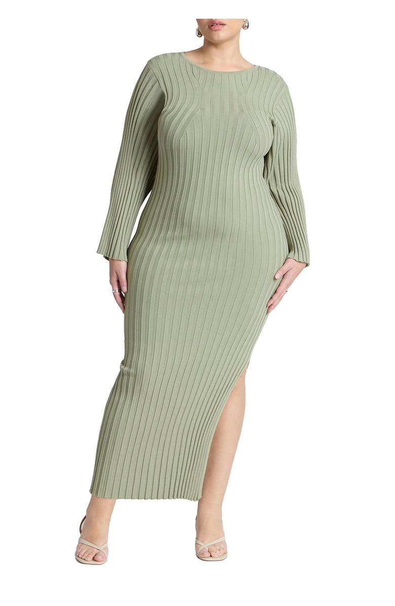 ELOQUII Wide Sleeve Maxi Sweater Dress, Alternate, color, Pale Moss