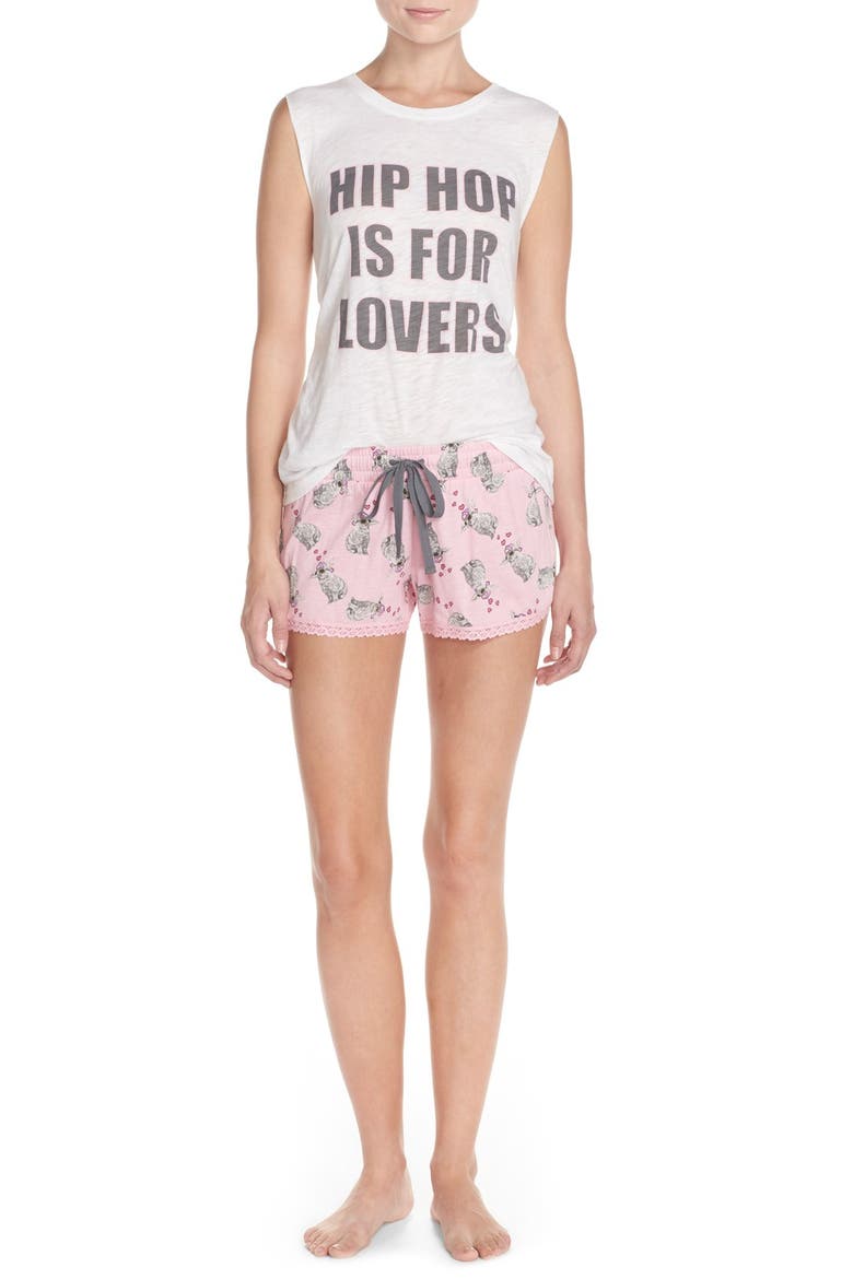 Printed Jersey Sleep Shorts, Alternate, color, LIGHT PINK