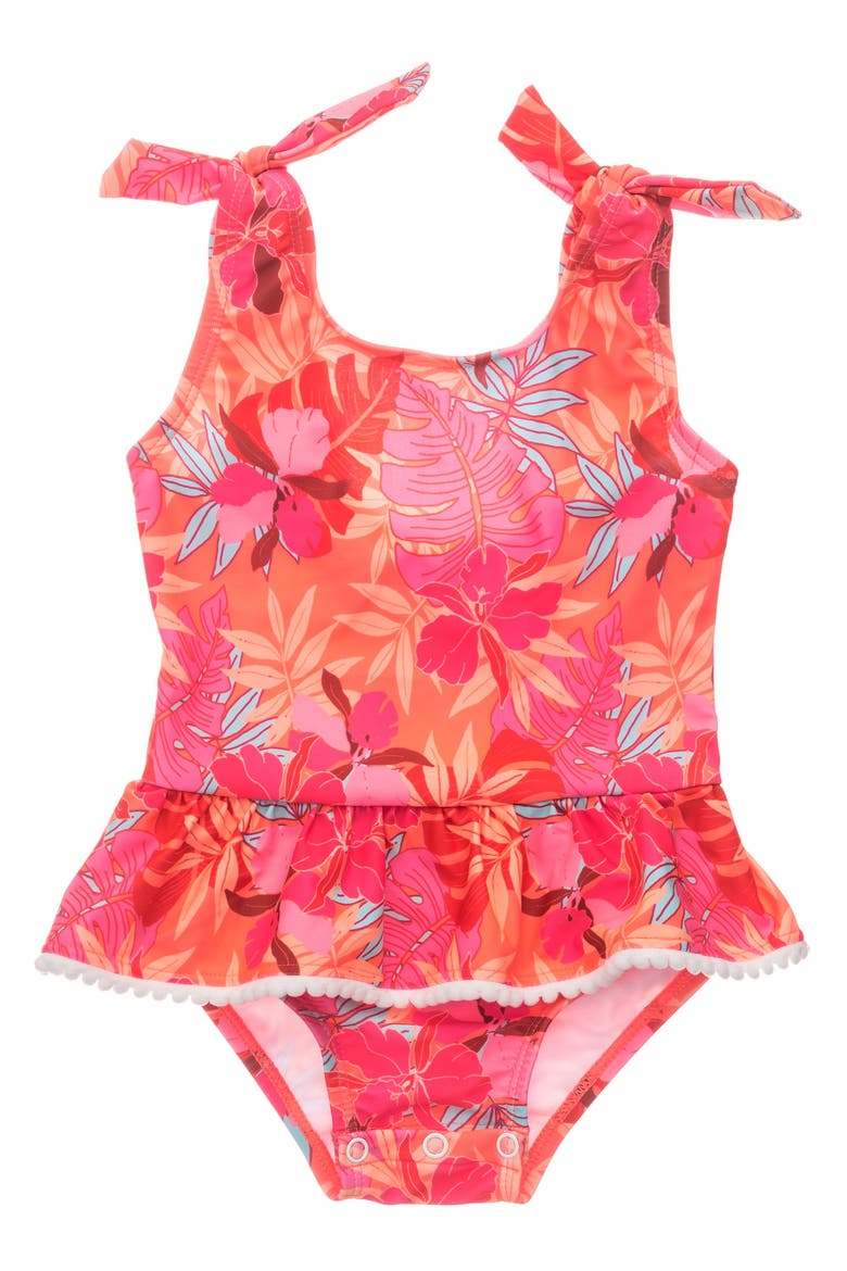 Tropical Punch Skirt Swimsuit, Main, color, RED